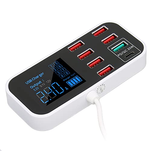 USB-Kfz-Ladegerät 40W,8-Port-Kfz-Ladegerät QC 3.0 USB-C-Kfz-Adapter,USB-Ladestationen mit LCD-Digitalanzeige,kompatibel für IOS,für IOS-Tablet,für Android-Telefone von ASHATA