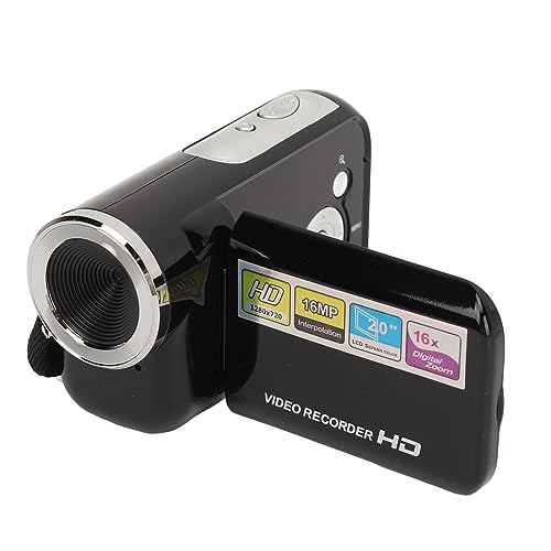 Videokamera Camcorder, HD 1080P 16MP Camcorder mit 16 fachem Zoom, 2 Zoll TFT Bildschirm Vlogging Kamera, Tragbarer Handvideorecorder von ASHATA