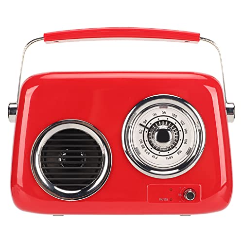 Vintage-Radio Retro-Radio Bluetooth-Lautsprecher, Tragbares Digitalradio, Tragbarer HiFi-Stereo-Sound, Niedlicher Radio-Lautsprecher Im Alten Modestil für Partys Im Freien (Rot) von ASHATA