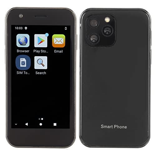 XS12 4G Smartphone, 4G LTE für Android 10.0 Telefon, Superkleines 3,0 Zoll Display 4GB RAM 32GB ROM Dual SIM Slots 5GWWiFi mit Gesichtserkennung (Fantasy-Nacht schwarz) von ASHATA