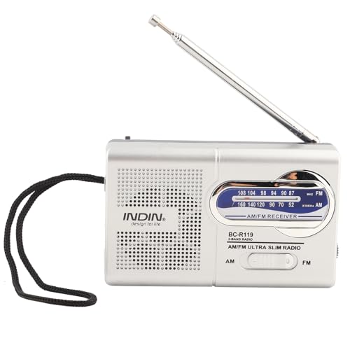 tragbares AM/FM-Radio, Multifunktions-Radio-Lautsprecherempfänger BC-R119 mit einziehbarer Antenne, eingebauter Lautsprecher für die Alten - Silber tragbares AM/FM-Radio, Multifunktions-Radio-Lautsprecherempfänger BC-R119 mit einziehbarer Antenne, eingebauter Lautsprecher für die Alten - Silber von ASHATA
