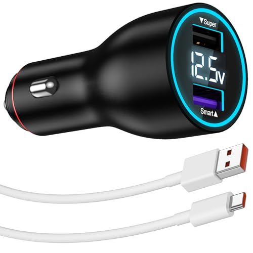 Kfz-Ladegerät USB 120W und USB-C Kabel für Xiaomi Redmi Note 13 Pro+ 5G 12 Pro+ 11 Pro+,HyperCharge Zigarettenanzünder Autoladeadapter 6A Kabel Typ C 1M Schnellladung für Xiaomi 13T Pro 11T Pro 12 Pro von ASKUBSKU