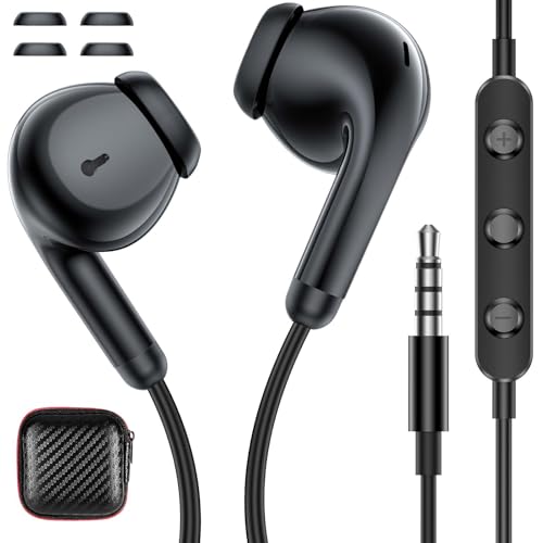 Kopfhörer mit Kabel für XiaoMi Redmi Note 14 13 12S 11 Stereo In Ear Ohrhörer 3,5MM Klinkenstecker Headset mit Mikrofon für Samsung A15 A16 Galaxy A25 5G A23 Moto G Redmi 14C 13C Poco X6 C75 C65 iPad von ASKUBSKU