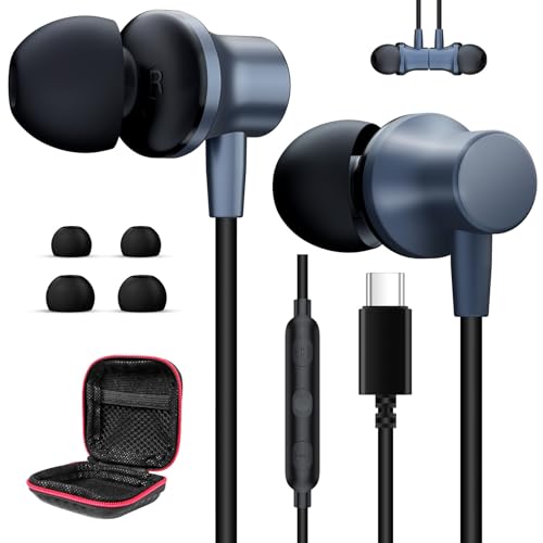 USB C Headset für iPhone 15 Pro Max 5G,Magnetisch Typ C Kopfhörer mit Mikrofon Kabel, In Ear Ohrstöpsel Kopfhörer USB C Anschluss für Galaxy A34 A54 A55 A35 Samsung A33 A53 S23 Pixel 8 Pro 7a 7 Mi 13T von ASKUBSKU