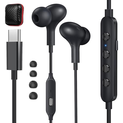 USB C Kopfhörer für Samsung A54 A56 Galaxy A35 A55 A34,In Ear Karaoke Headset USB C Anschluss mit ENC Mikrofon Kabel,Magnetisch Typ C Ohrhörer für iPhone 16 15 Pixel 9 8a 7 Livesendung,KTV,Konzerte von ASKUBSKU