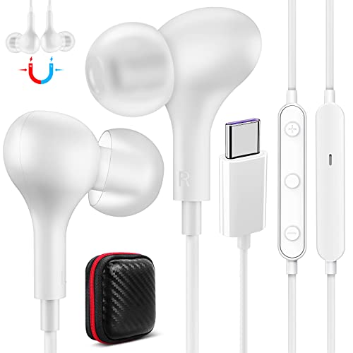 USB C Kopfhörer für Samsung A54 A34 A33 A53 Galaxy A55 A35 S24 S23, In Ear Kopfhörer USB C Anschluss Magnetische USB C Headset mit Mikrofon,Typ C Kopfhörer mit Kable für Pixel 8 Pro 7a 6a iPad Pro Air von ASKUBSKU