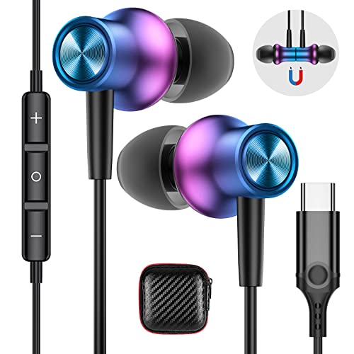 USB C Kopfhörer für Samsung Galaxy A53 A54 A34 A33 A55 A35 S24 S23 S21 FE Pixel 8 Pro 7a Kopfhörer mit Mikrofon In-Ear Kopfhörer mit Kabel Ohrhörer USB Typ C Kopfhörer für iPhone 15 Pro iPad Air Mini von ASKUBSKU