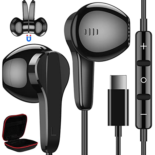 USB C Kopfhörer für Samsung Galaxy A54 A34 A55 A35 5G S24 S23 S20 FE A53 A33 iPhone 15 Pro Max Pixel 8 7a 7 Pro 6a,Magnetische USB C Headset mit Mikrofon In-Ear Kopfhörer mit Kabel Ohrhörer für Xiaomi von ASKUBSKU