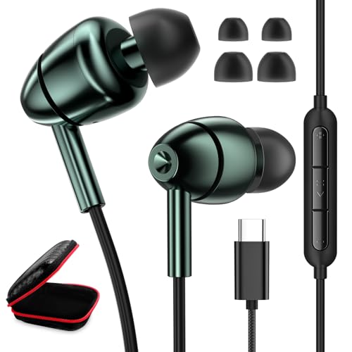 USB C Kopfhörer für Samsung S23 S24 A53 A33 Galaxy A55 A35 A54 A34 5G,Stereo Kopfhörer Typ C mit Mikrofon,In Ear Ohrstöpsel USB C Anschluss USB C Headset mit Kable für iPhone 15 Pixel 8 Pro 7a Mi 13T von ASKUBSKU