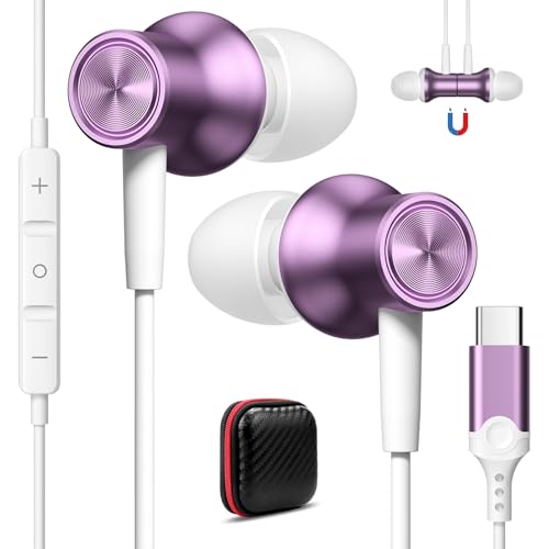 USB C Kopfhörer für iPhone 15 Pro 5G Galaxy A54 A34 A53 A35 A55,Magnetisch In Ear Typ C Ohrstöpsel mit Kabel Mikrofon,Kopfhörer USB C Anschluss Headset Sport für Samsung S24 Pixel 8 Redmi Note 13 Pro+ von ASKUBSKU