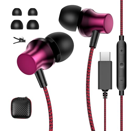 USB C Kopfhörer für iPhone 16e 15 Pro Max Galaxy A56 A55 A36 A35 A54 5G,Typ C Headset USB C Anschluss HiFi Stereo In Ear Ohrhörer mit Kabel Mikrofon für Samsung S25 S24 iPad Pixel 9a 8 POCO X7 Pro,Rot USB C Kopfhörer für iPhone 16e 15 Pro Max Galaxy A56 A55 A36 A35 A54 5G,Typ C Headset USB C Anschluss HiFi Stereo In Ear Ohrhörer mit Kabel Mikrofon für Samsung S25 S24 iPad Pixel 9a 8 POCO X7 Pro,Rot von ASKUBSKU