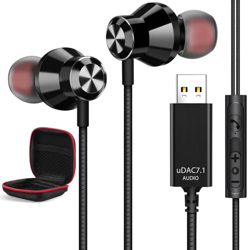 USB Kopfhörer für PC, Geräuschabschirmung PC Headset mit Mikrofon für Laptop, In Ear Gaming Kopfhörer mit Audio Steuerung Stummschalt Funktion Leichtes Kopfhörer PC für Office Live Streaming PS 4 PS 5 von ASKUBSKU