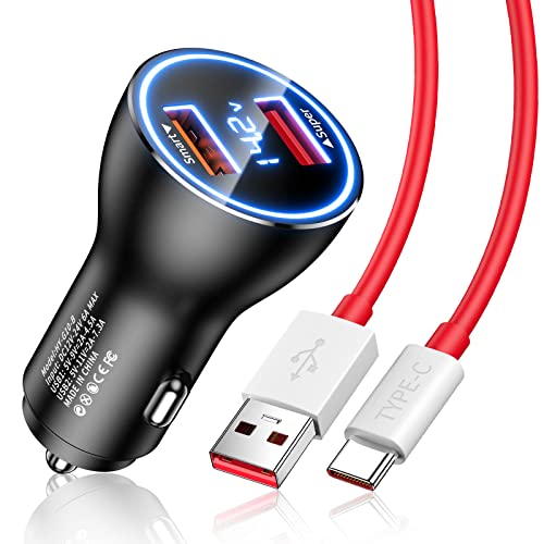 Zigarettenanzünder USB Ladegerät 80W Supervooc Charge für OnePlus Nord 2T/10 Pro, Schnelllade-Autoladegerät Mit 1M USB C Kabel für Oneplus 11 9 Pro Nord CE 3 Lite OPPO von ASKUBSKU
