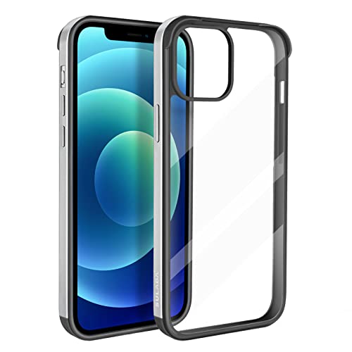 ASOBEAGE Metallrahmen Hülle für iPhone 12/iPhone 12 Pro，Stoßfeste Schlank Kratzfest Vergilbungsfrei Transparent (Silber) von ASOBEAGE