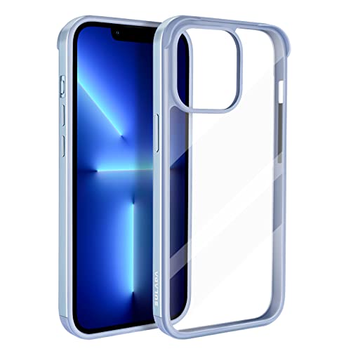 ASOBEAGE Metallrahmen Hülle für iPhone 13 Pro，Stoßfeste Schlank Kratzfest Vergilbungsfrei Transparent (Hellblau) von ASOBEAGE