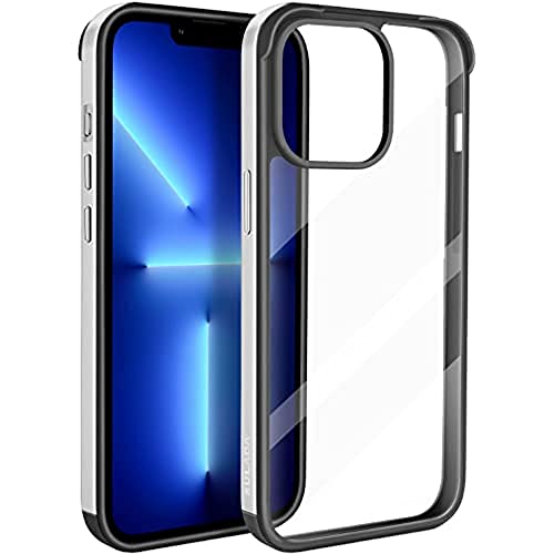 ASOBEAGE Metallrahmen Hülle für iPhone 13 Pro，Stoßfeste Schlank Kratzfest Vergilbungsfrei Transparent (Silber) von ASOBEAGE