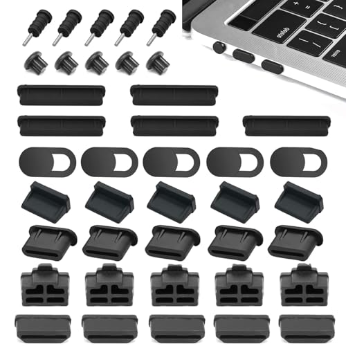 ASOMI 40 Stück USB-Anschlussabdeckungen, Staubschutzkappen aus Silikon für Computerkamera, USB, USB C, RJ45, HDMI, SD-Anschluss, Kopfhöreranschluss, Audioanschluss (8 Typen) von ASOMI