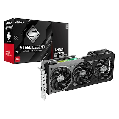 ASROCK Radeon RX 9070 XT Steel Legend Dark Grafikkarte 16GB GDDR6 1x HDMI 3x DP ASROCK Radeon RX 9070 XT Steel Legend Dark Grafikkarte 16GB GDDR6 1x HDMI 3x DP von ASRock