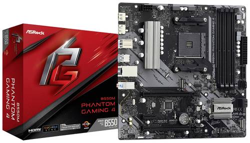 ASRock B550M Phantom Gaming 4 Mainboard Sockel (PC) AMD AM4 Formfaktor (Details) Micro-ATX Mainboard von ASRock