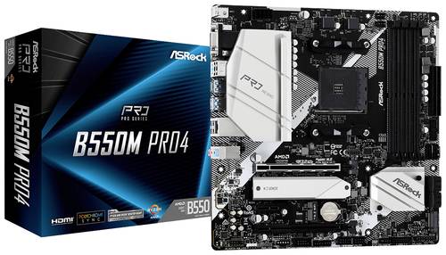 ASRock B550M Pro4 Mainboard Sockel (PC) AMD AM4 Formfaktor (Details) Micro-ATX Mainboard-Chipsatz AM von ASRock