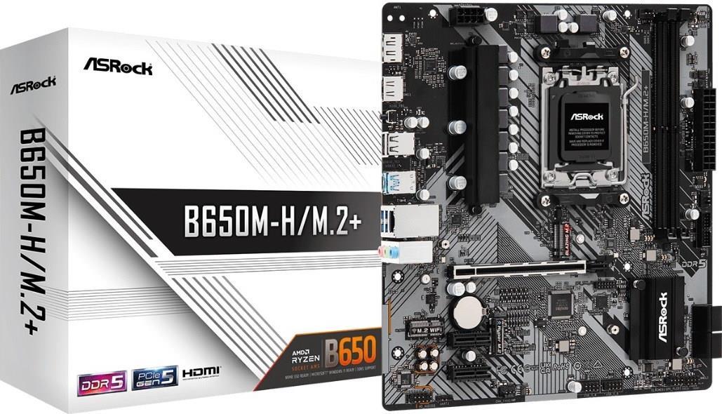 ASRock B650M-H/M.2+ AMD B650 AM5 Micro ATX 2 DDR5 HDMI DP GB LAN PCIe4 2x M.2 (90-MXBMS0-A0UAYZ) von ASRock