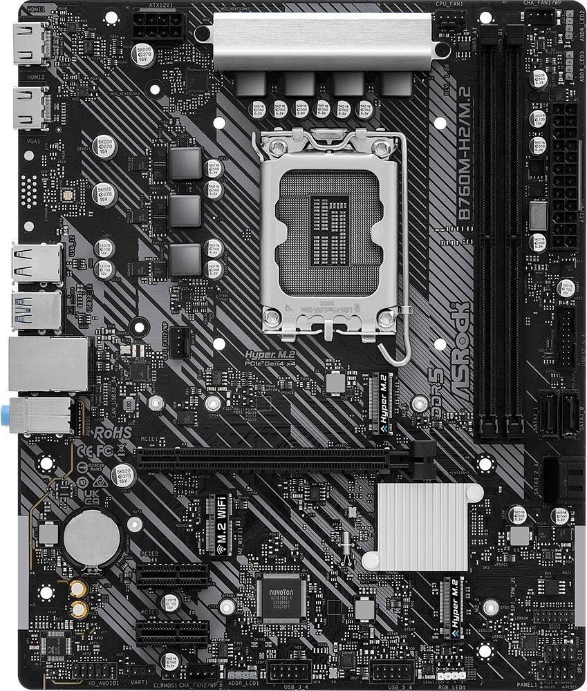 ASRock B760M-H2/M.2 1700 mATX 2xHDMI DDR5 retail (90-MXBN00-A0UAYZ) von ASRock