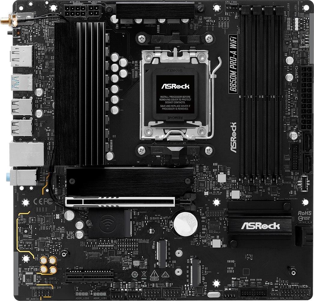 ASRock B850M Pro-A WiFi AM5 mATX HDMI/DP DDR5 - AMD Sockel AM5 (Ryzen Zen4) - Micro/Mini/Flex-ATX (90-MXBR9-A0UAYZ) von ASRock