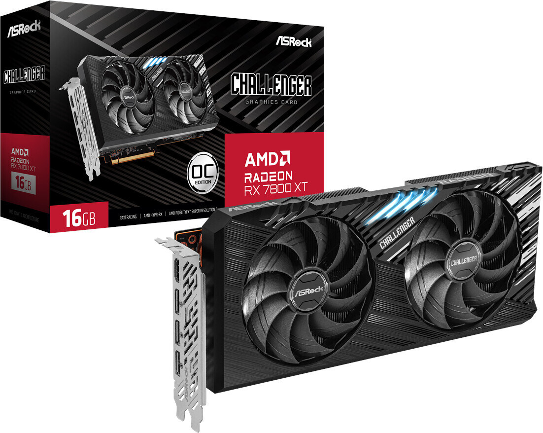 ASRock Challenger Radeon RX 7800 XT OC Grafikkarte - 16GB GDDR6, 1x HDMI, 3x DP von ASRock