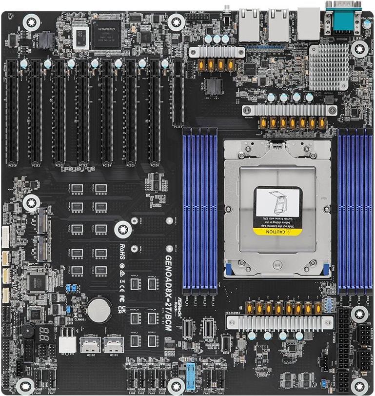 ASRock Rack GENOAD8X-2T/BCM - Motherboard - SSI EEB - LGA6096 Socket - USB 3,2 Gen 1 - 2 x 10 Gigabit LAN, Gigabit LAN - Onboard-Grafik (GENOAD8X-2T/BCM) von ASRock