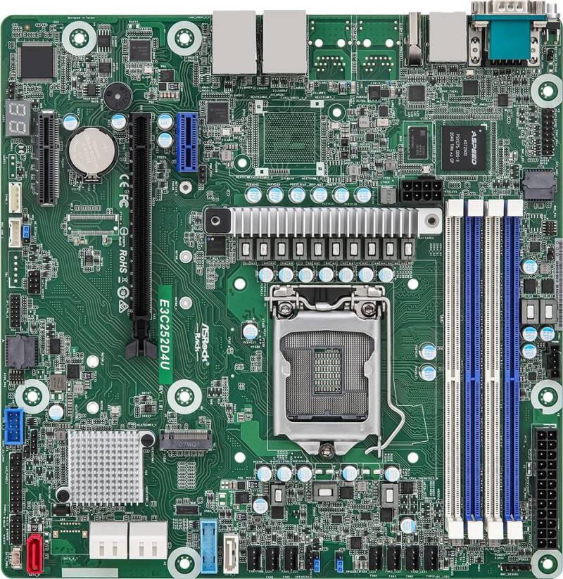 ASRock Rack E3C252D4U - Motherboard - micro ATX - LGA1200-Sockel - C252 Chipsatz - USB 3,2 Gen 1 - 2 x Gigabit LAN - Onboard-Grafik (E3C252D4U) von ASRock