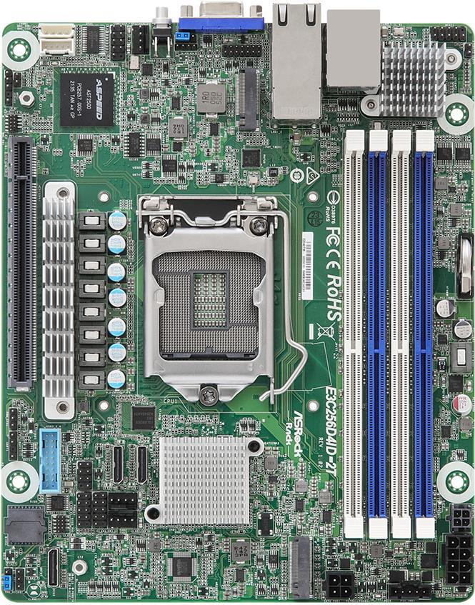 ASRock Rack E3C256D4ID-2T - Motherboard - Deep Mini-IT - LGA1200-Sockel - C256 Chipsatz - USB 3,2 Gen 1 - 2 x 10 Gigabit LAN - Onboard-Grafik (E3C256D4ID-2T) von ASRock