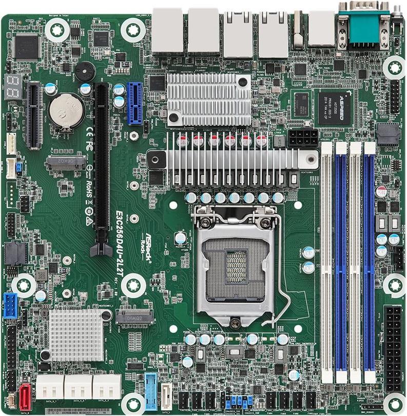 ASRock Rack E3C256D4U-2L2T - Motherboard - micro ATX - LGA1200-Sockel - C256 Chipsatz - USB 3,2 Gen 1 - 2 x 10 Gigabit LAN, 2 x Gigabit LAN - Onboard-Grafik (E3C256D4U-2L2T) von ASRock