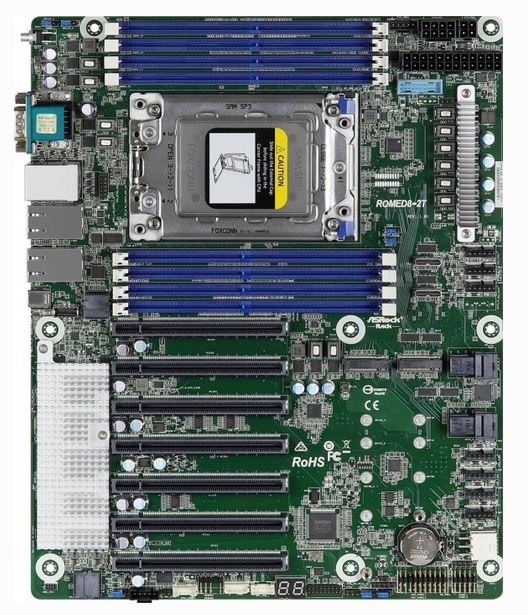 ASRock Rack ROMED8-2T - Motherboard - ATX - Socket SP3 - USB 3,1 Gen 1, USB-C Gen2, USB 3,1 Gen 2 - 2 x 10 Gigabit LAN - Onboard-Grafik (ROMED8-2T) von ASRock
