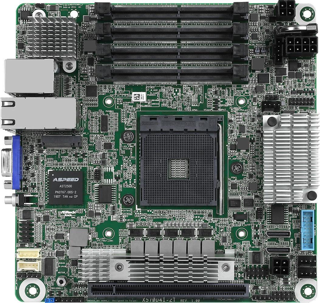 ASRock Rack X570D4I-2T - Motherboard - Mini-ITX - Socket AM4 - AMD X570 Chipsatz - USB 3,2 Gen 1, USB 3,2 Gen 2 - 2 x 10 Gigabit LAN - Onboard-Grafik (X570D4I-2T) von ASRock