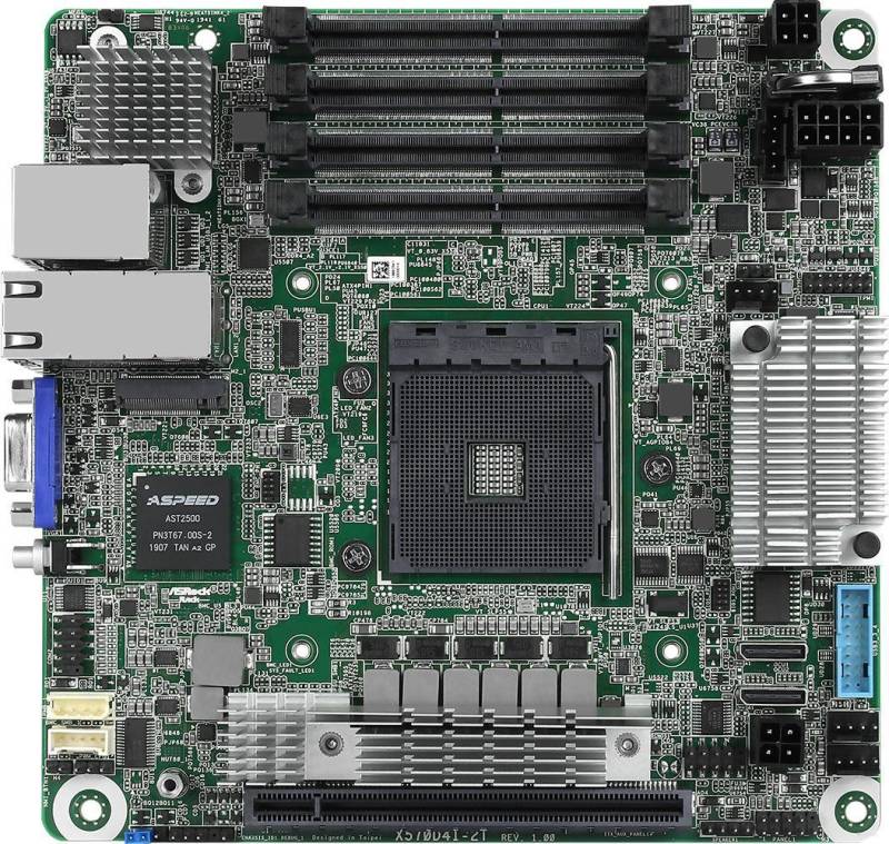 ASRock Rack X570D4I-2T - Motherboard - Mini-ITX - Socket AM4 - AMD X570 Chipsatz - USB 3,2 Gen 1, USB 3,2 Gen 2 - 2 x 10 Gigabit LAN - Onboard-Grafik (X570D4I-2T) von ASRock
