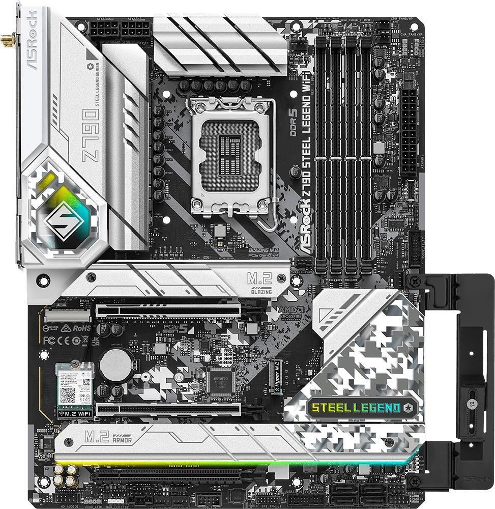 ASRock Z790 Steel Legend WiFi - Motherboard - ATX - LGA1700-Sockel - Z790 Chipsatz - USB 3,2 Gen 1, USB 3,2 Gen 2, USB-C 3,2 Gen2, USB-C 3,2 Gen 2x2 - Bluetooth, 2,5 Gigabit LAN, Wi-Fi - Onboard-Grafik (CPU erforderlich) - HD Audio (8-Kanal) (90-MXBKD0-A0UAYZ) von ASRock