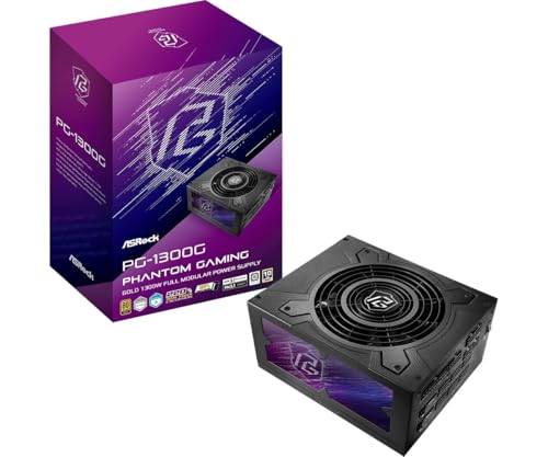 Netzteil ASROCK PG-1300G, PSU, 1300 W, 80 Plus Gold, 135 mm, modular, PCI-E 5.1 (12+4pin) x1, PCI-E (6+2 Pin) x5, SATA (5-polig) x9 von ASROCK