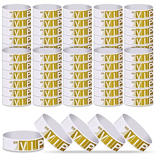 ASTARON 300 Pcs Papier VIP-Eintrittsbänder für Events, Gold Einlassbänder für Events Wasserdichte Armbänder VIP-Armbänder für Nachtclubs Wasserparks Leichte Konzert-Armbänder von ASTARON