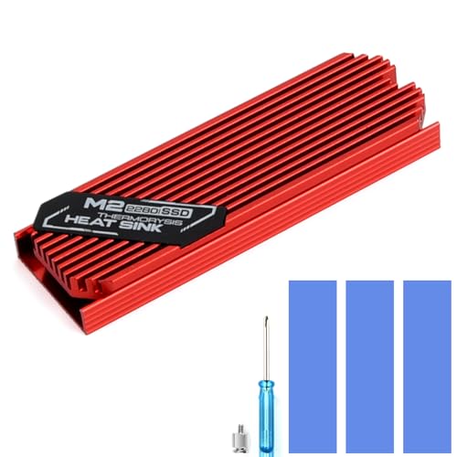 ASTARON M.2 SSD Kühlkörper 2280, dünner Kühler mit Nano-Wärmeleitpads (0,5–1 mm), NVME M2 Wärmeleitpad, doppelseitiger Kühlkörper für PC/PS5/Gaming-Laptops (Rot) von ASTARON