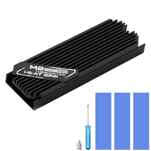 ASTARON M.2 SSD Kühlkörper 2280, dünner Kühler mit Nano-Wärmeleitpads (0,5–1 mm), NVME M2 Wärmeleitpad, doppelseitiger Kühlkörper für PC/PS5/Gaming-Laptops (Schwarz) von ASTARON