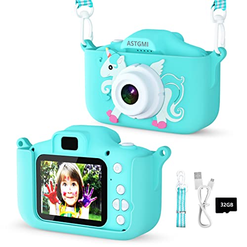 Kinder Kamera, 2.0”Display Digitalkamera,Geschenke für 3 4 5 6 8 7 9 10 11 Jahre Jungen und mädchen, 1080P HD Anti-Drop Fotoapparat für Geburtstagsgeschenk Weihnachten Spielzeug (Grün) von ASTGMI