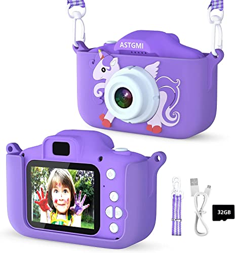 Kinder Kamera, 2.0”Display Digitalkamera,Geschenke für 3 4 5 6 8 7 9 10 11 Jahre Jungen und mädchen, 1080P HD Anti-Drop Fotoapparat für Geburtstagsgeschenk Weihnachten Spielzeug (Lila) von ASTGMI