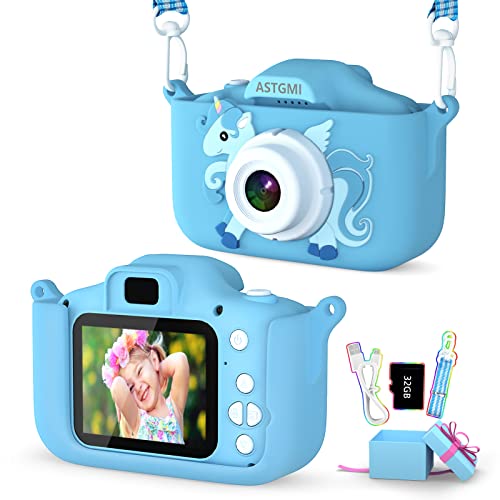 Kinder Kamera, 2.0”Display Digitalkamera Kinder,Geschenke für 3 4 5 6 8 7 9 10 11 Jahre Jungen und mädchen, 1080P HD Anti-Drop Fotoapparat Kinder für Geburtstagsgeschenk Weihnachten Spielzeug von ASTGMI