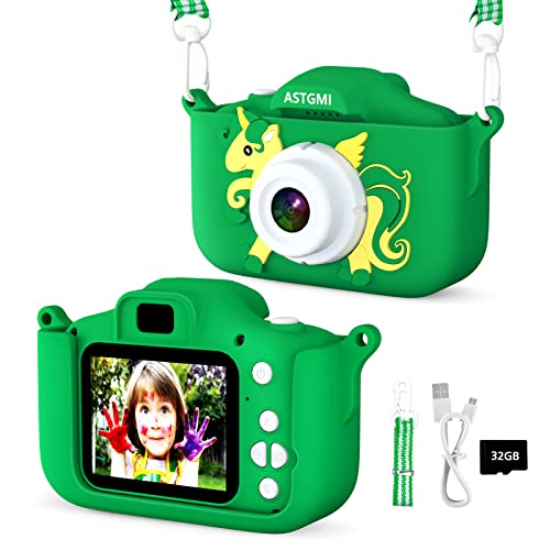 Kinder Kamera, 2.0”Display Digitalkamera Kinder,Geschenke für 3 4 5 6 8 7 9 10 11 Jahre Jungen und mädchen, 1080P HD Anti-Drop Fotoapparat Kinder für Geburtstagsgeschenk Weihnachten Spielzeug von ASTGMI