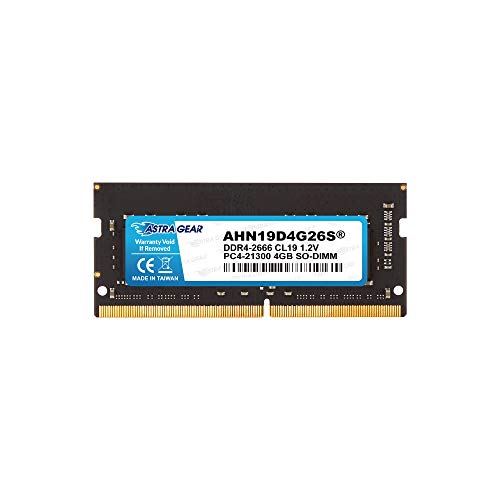 Astra Gear RAM-Modul für Gaming-Laptop (4 GB x 1) 2666 MHz (PC4-21300) DDR4, nicht ECC-SO-DIMM 260-polig (AHN19D4G26S) von ASTRA GEAR