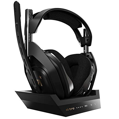 ASTRO Gaming A50, Wireless Gaming-Headset mit Ladestation, Dolby Audio, Game/Voice Balance Control, 2,4 GHz Kabellos, 9m Reichweite, für Xbox Series X|S, Xbox One, PC, Mac - Schwarz/Gold von ASTRO Gaming