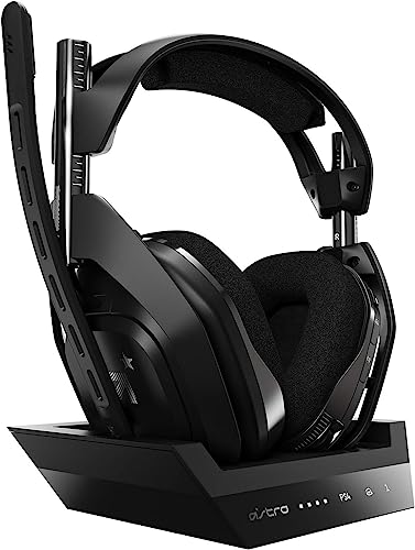 ASTRO Gaming A50 Wireless Headset + Gaming-Ladestation, 4. Generation, Dolby, ausgleichender Gaming-Sound und Stimme, 2,4-GHz-Verbindung, PS5 (HDMI-Adapter erforderlich), PS4, PC, Mac - Schwarz von ASTRO Gaming