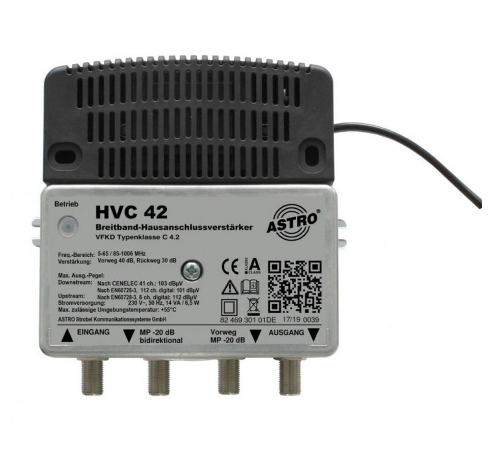 ASTRO HVC 42 - Breitbandverstärker - Hausanschlussverstärker - schwarz Audioverstärker ASTRO HVC 42 - Breitbandverstärker - Hausanschlussverstärker - schwarz Audioverstärker von ASTRO