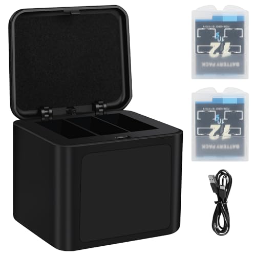 ASUNCELL 2000mAh Hero 12 Wiederaufladbare Batterie, 2 Lithium-Ionen-Akkus mit DREI Ladegeräten für GoPro Hero 12 11 10 9, Schwarz ASUNCELL 2000mAh Hero 12 Wiederaufladbare Batterie, 2 Lithium-Ionen-Akkus mit DREI Ladegeräten für GoPro Hero 12 11 10 9, Schwarz von ASUNCELL