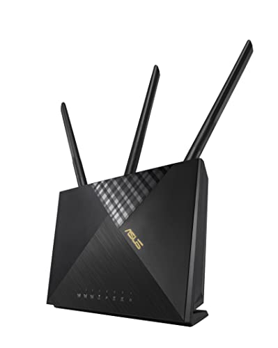 ASUS 4G-AX56 LTE WLAN-Router (WiFi-6 AX1800, SIM Slot, LTE Cat. 6 bis zu 300 Mbits, Gigabit LAN, AiProtection) von ASUS